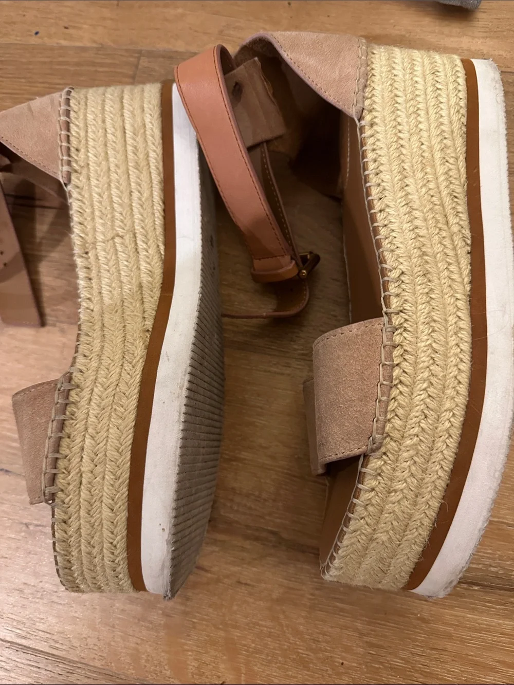See By Chloe Suede Espadrille Ankle-Strap Sandals in Tan